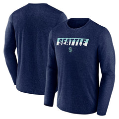 Seattle Kraken Fanatics Transition Long Sleeve T-Shirt - Heather Navy - NHL