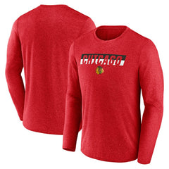 Chicago Blackhawks Fanatics Transition Long Sleeve T-Shirt - Heather Red - NHL