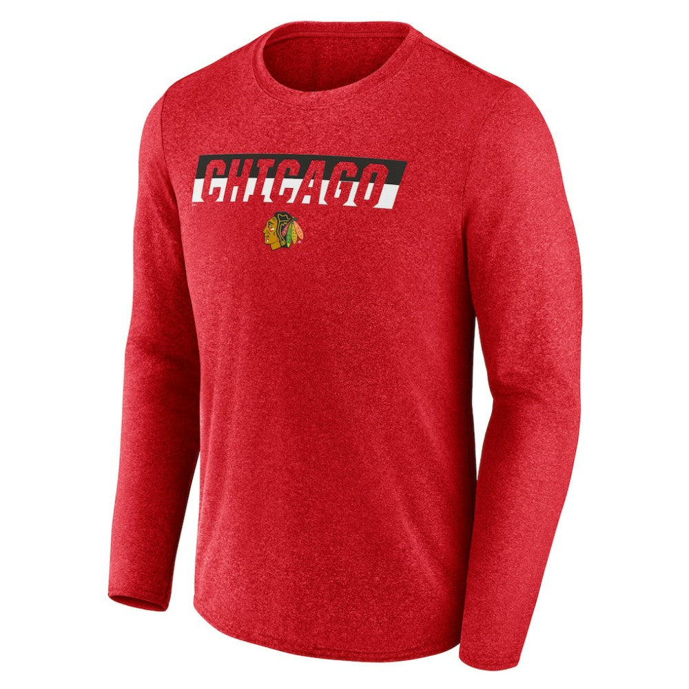 Chicago Blackhawks Fanatics Transition Long Sleeve T-Shirt - Heather Red - NHL