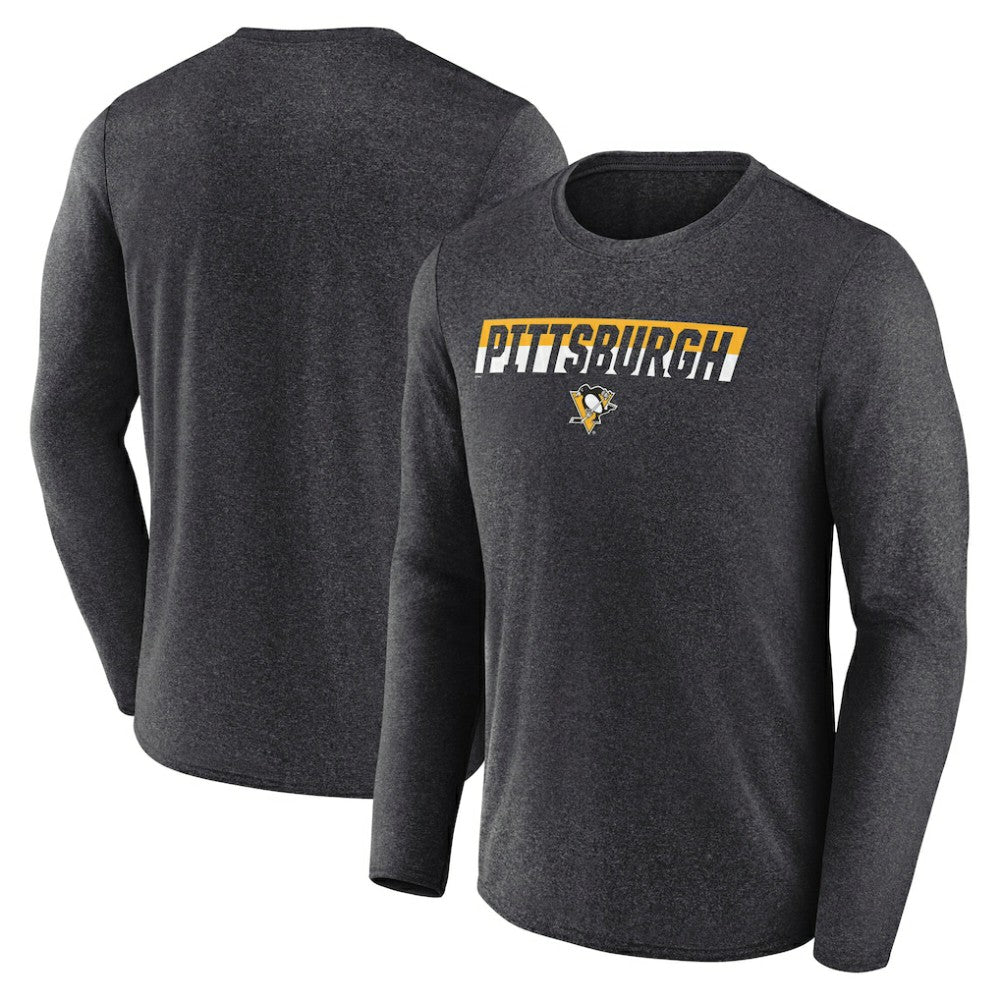 Pittsburgh Penguins Fanatics Transition Long Sleeve T-Shirt - Heather Charcoal - NHL