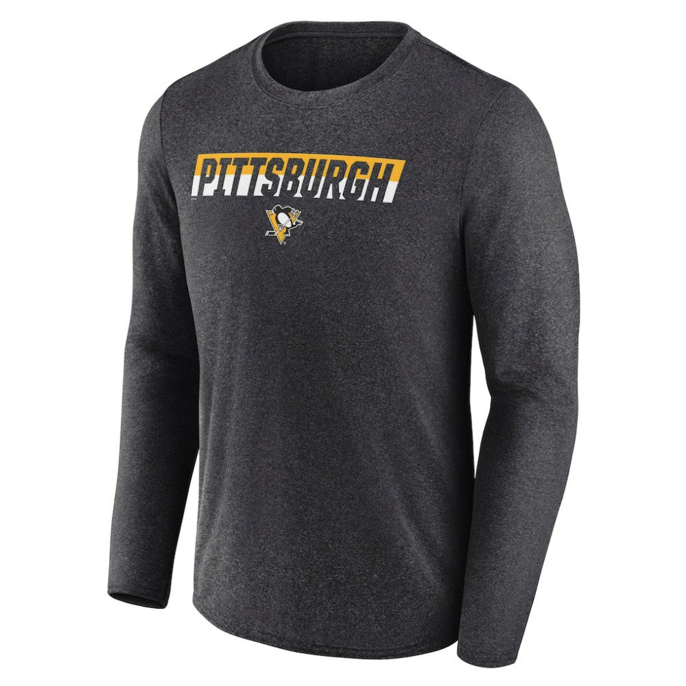Pittsburgh Penguins Fanatics Transition Long Sleeve T-Shirt - Heather Charcoal - NHL