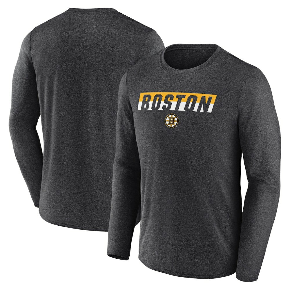 Boston Bruins Fanatics Transition Long Sleeve T-Shirt - Heather Charcoal - NHL