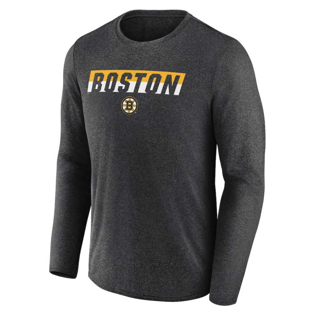 Boston Bruins Fanatics Transition Long Sleeve T-Shirt - Heather Charcoal - NHL