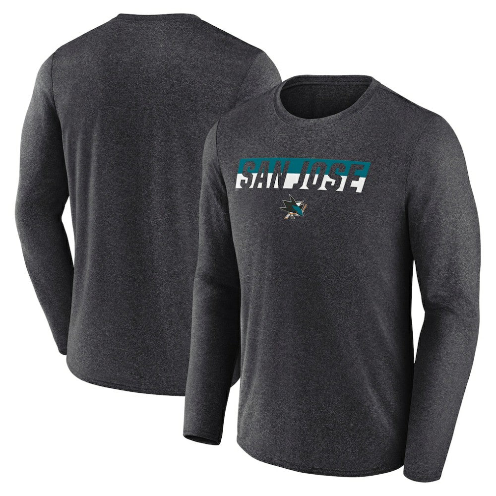 San Jose Sharks Fanatics Transition Long Sleeve T-Shirt - Heather Charcoal - NHL