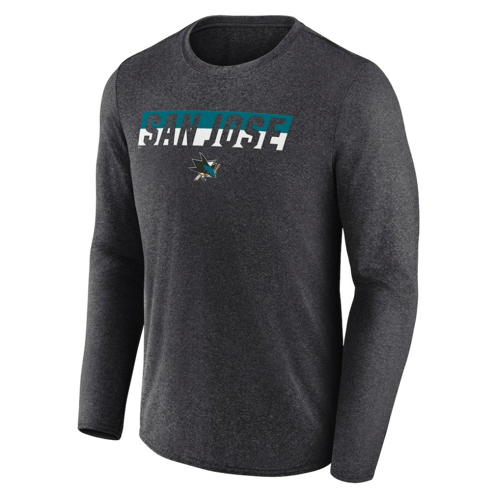 San Jose Sharks Fanatics Transition Long Sleeve T-Shirt - Heather Charcoal - NHL