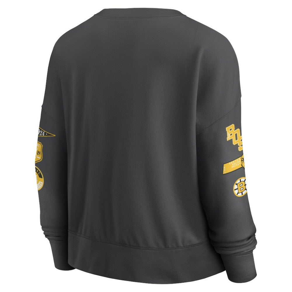 Boston Bruins Fanatics Women's Oversized Vintage Go Team Pullover Sweatshirt - Black - NHL