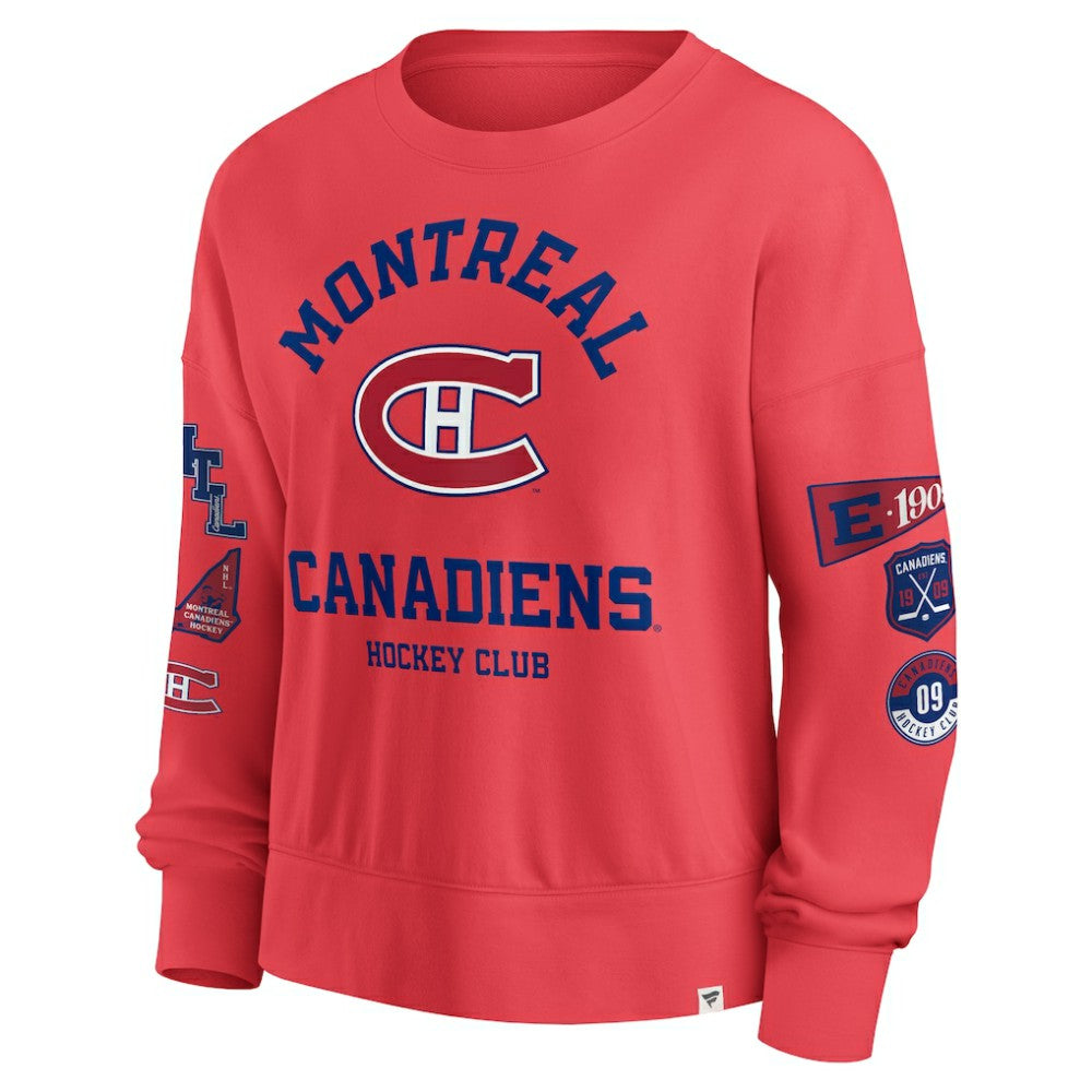 Montreal Canadiens Fanatics Women's Oversized Vintage Go Team Pullover Sweatshirt - Red - NHL