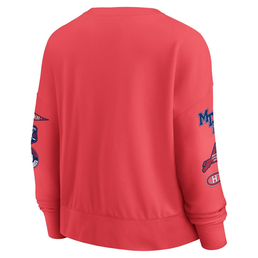 Montreal Canadiens Fanatics Women's Oversized Vintage Go Team Pullover Sweatshirt - Red - NHL