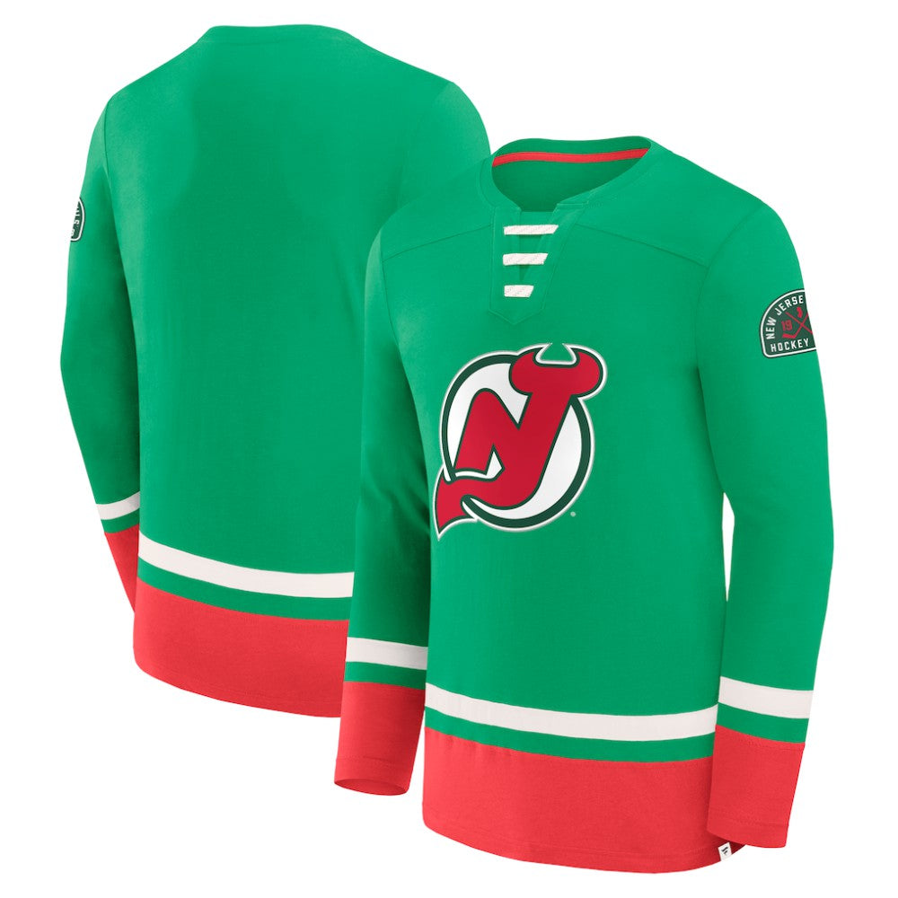 New Jersey Devils Fanatics Vintage High Point Long Sleeve T-Shirt - Green - NHL