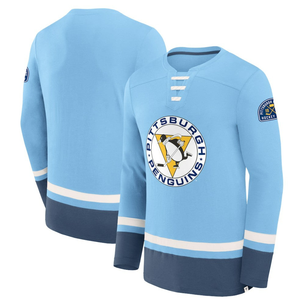 Pittsburgh Penguins Fanatics Vintage High Point Long Sleeve T-Shirt - Light Blue - NHL