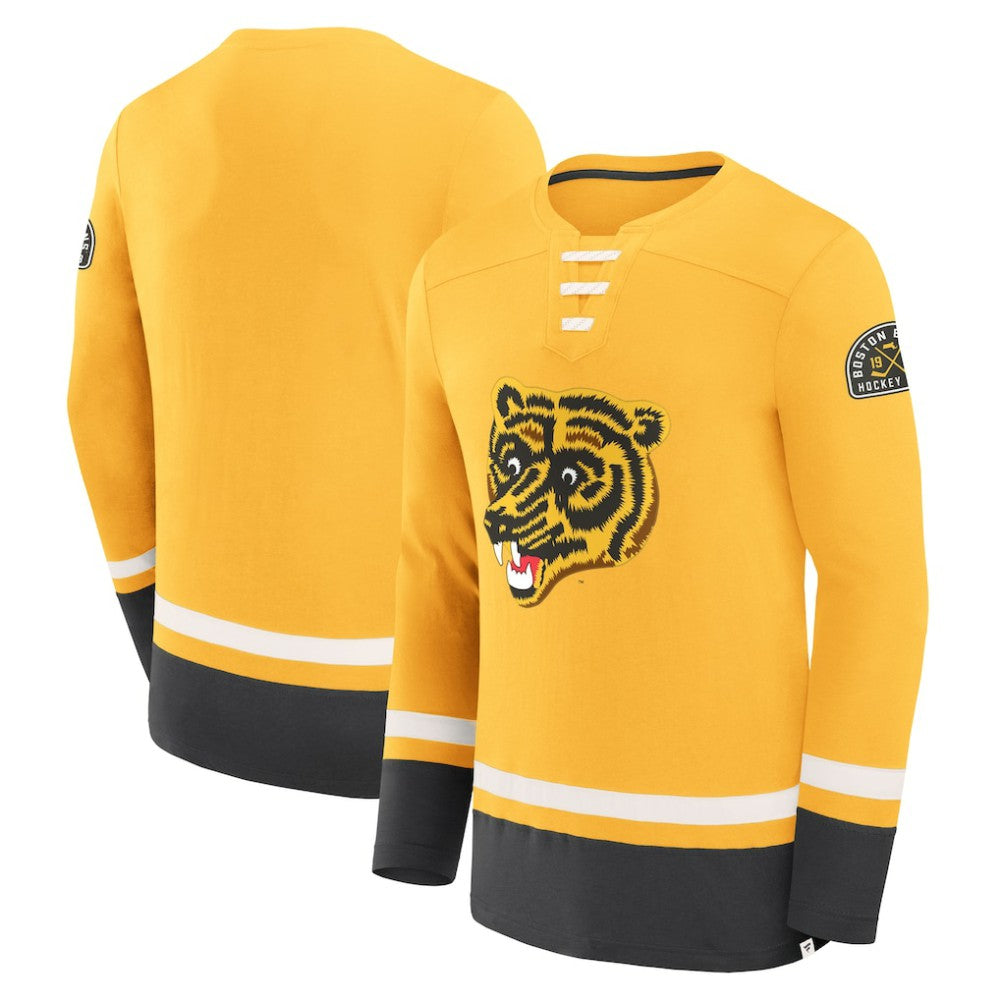 Boston Bruins Fanatics Vintage High Point Long Sleeve T-Shirt - Gold - NHL