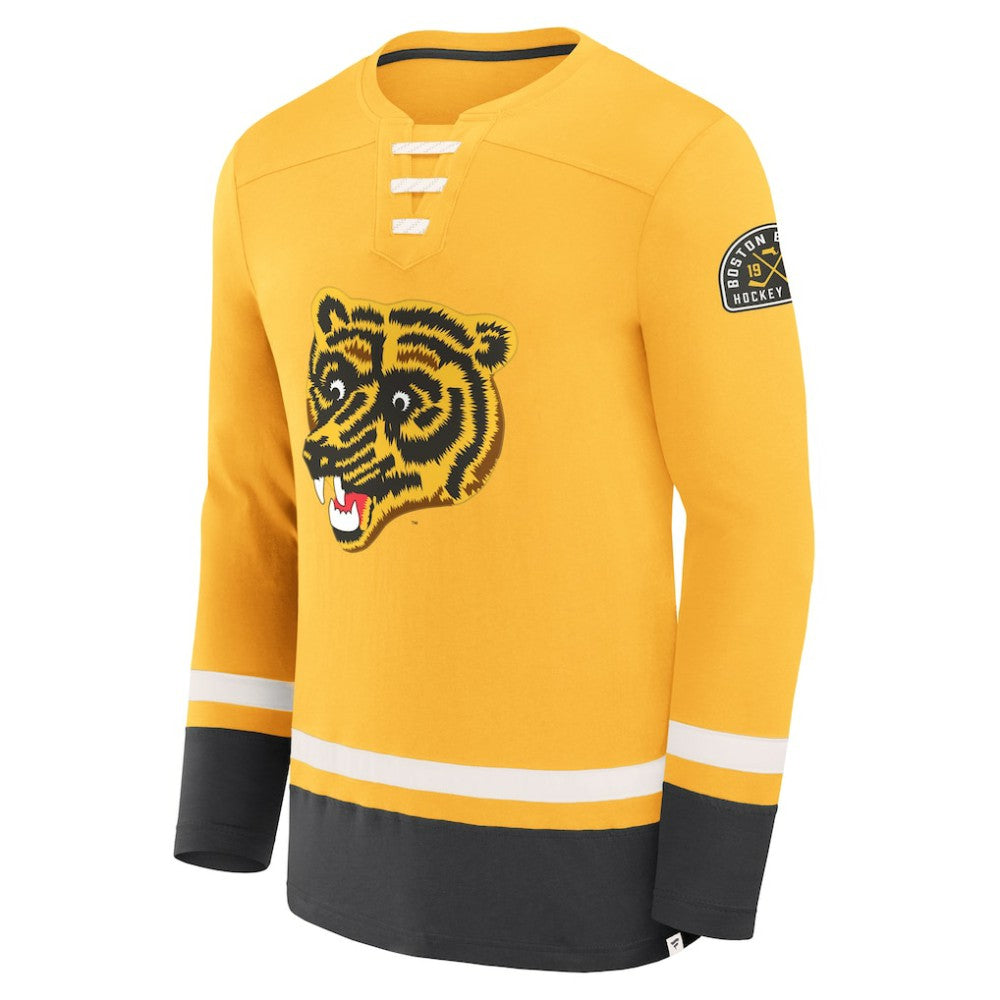 Boston Bruins Fanatics Vintage High Point Long Sleeve T-Shirt - Gold - NHL