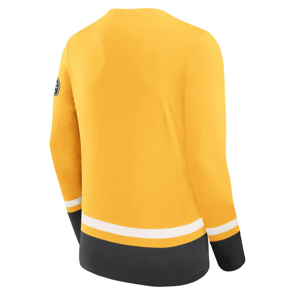 Boston Bruins Fanatics Vintage High Point Long Sleeve T-Shirt - Gold - NHL
