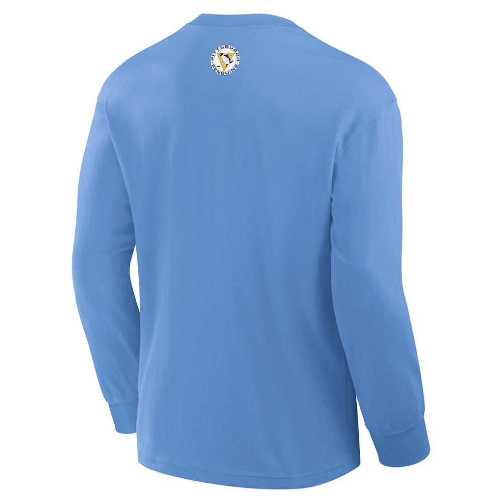 Pittsburgh Penguins Fanatics Vintage Rewind Long Sleeve T-Shirt - Light Blue - NHL