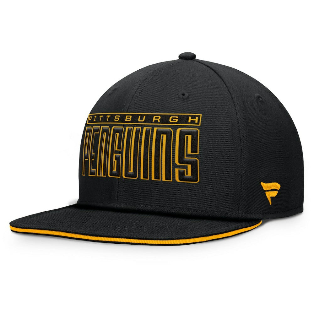Pittsburgh Penguins Fanatics Fundamental Gino Stack Snapback Hat - Black - NHL