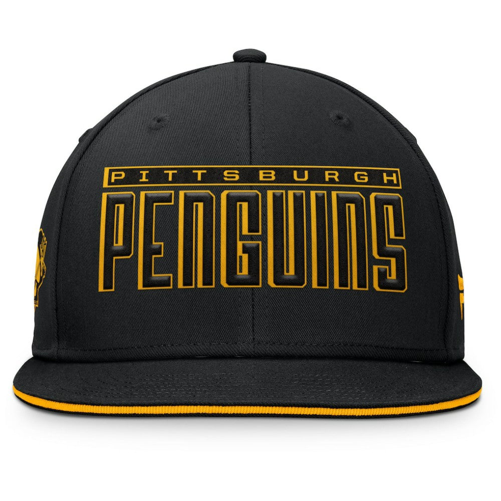 Pittsburgh Penguins Fanatics Fundamental Gino Stack Snapback Hat - Black - NHL