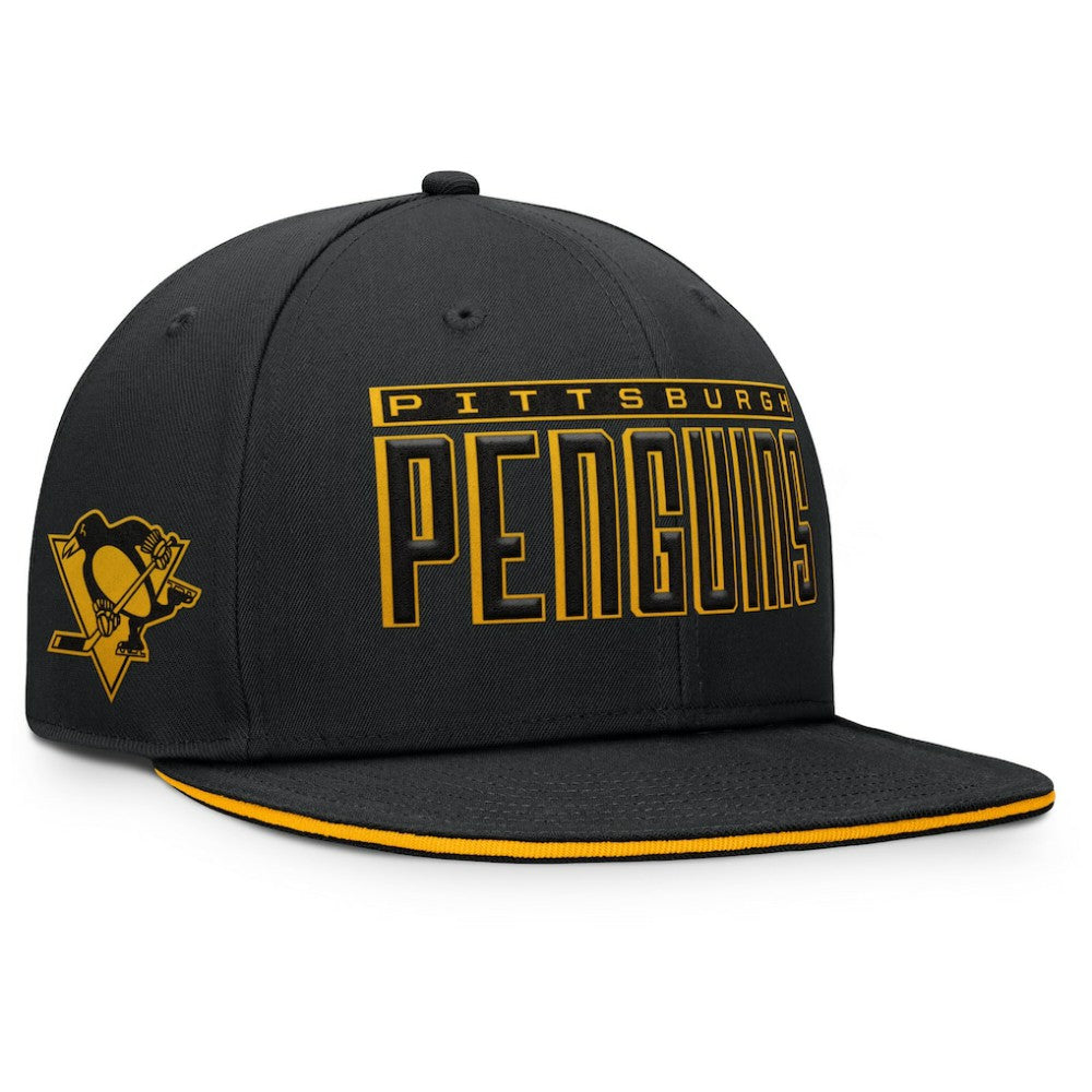 Pittsburgh Penguins Fanatics Fundamental Gino Stack Snapback Hat - Black - NHL
