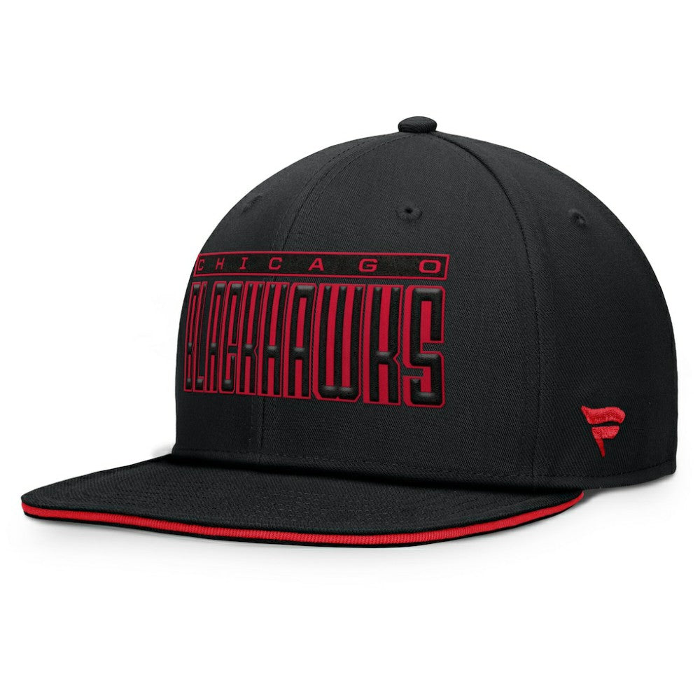 Chicago Blackhawks Fanatics Fundamental Gino Stack Snapback Hat - Black - NHL