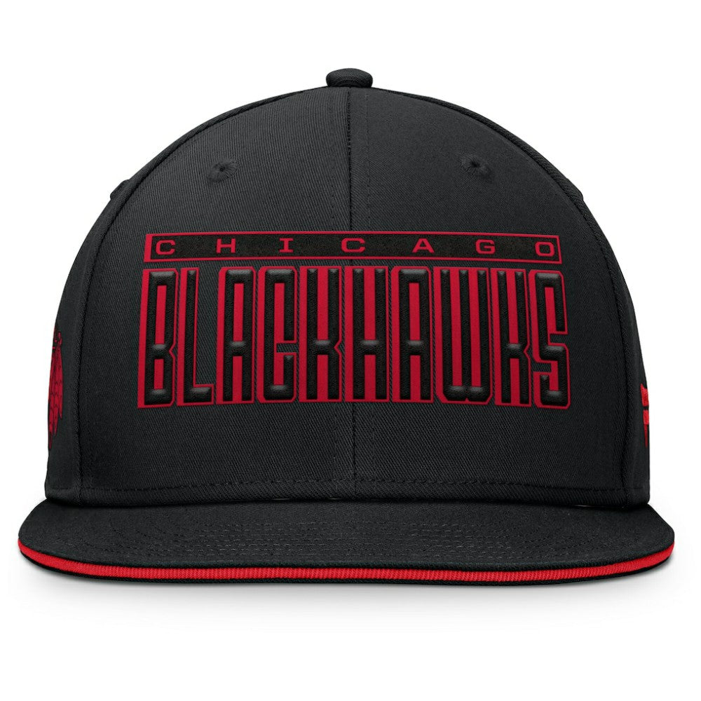 Chicago Blackhawks Fanatics Fundamental Gino Stack Snapback Hat - Black - NHL