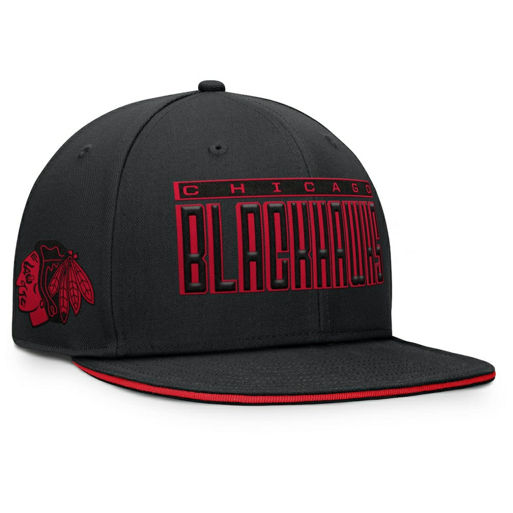 Chicago Blackhawks Fanatics Fundamental Gino Stack Snapback Hat - Black - NHL