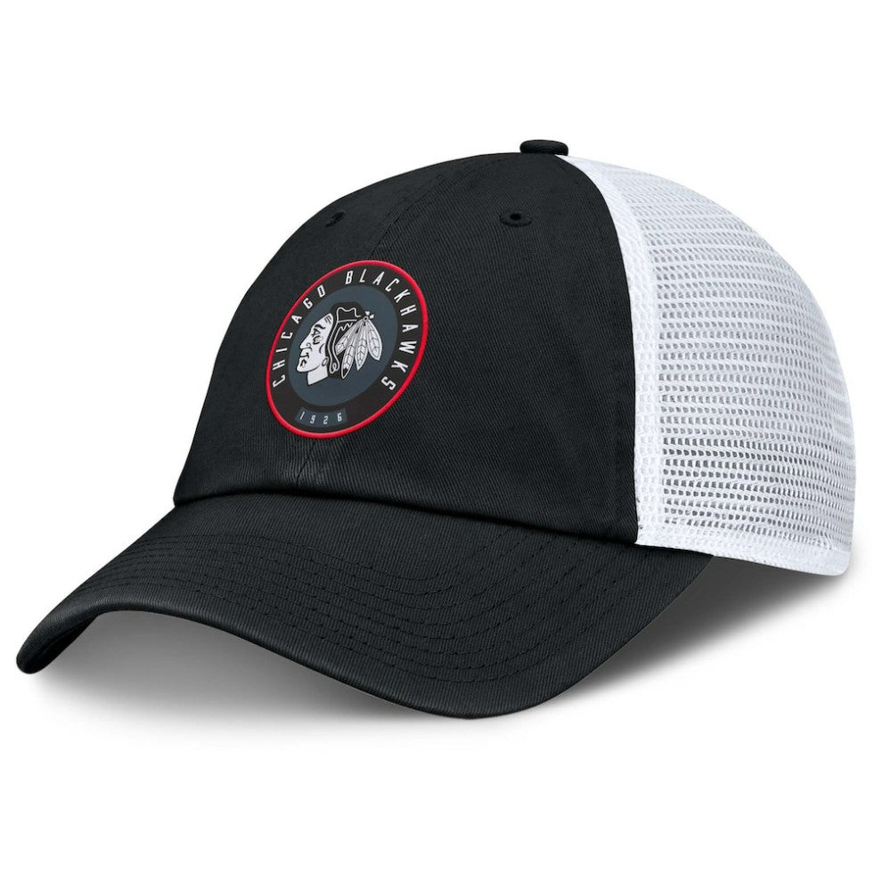 Chicago Blackhawks Fanatics Averie Trucker Adjustable Hat - Black/White - NHL