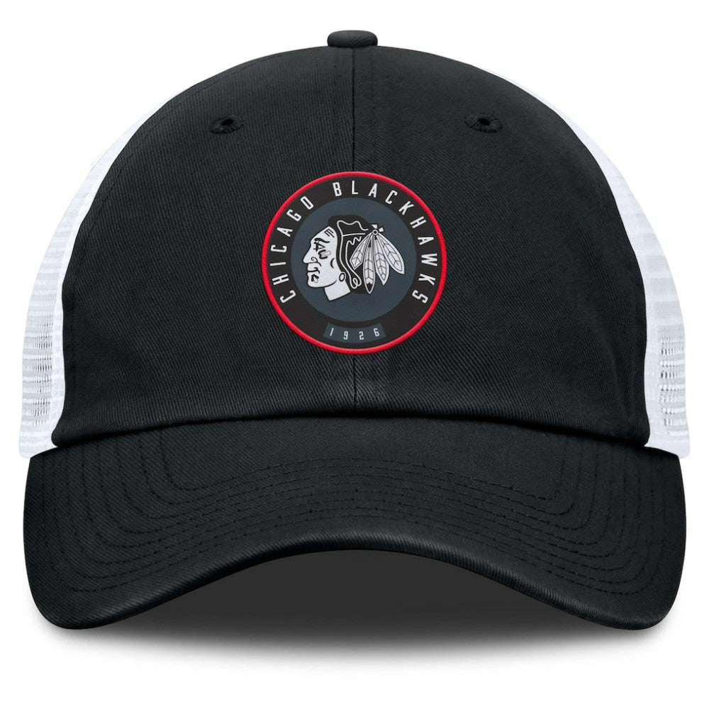 Chicago Blackhawks Fanatics Averie Trucker Adjustable Hat - Black/White - NHL