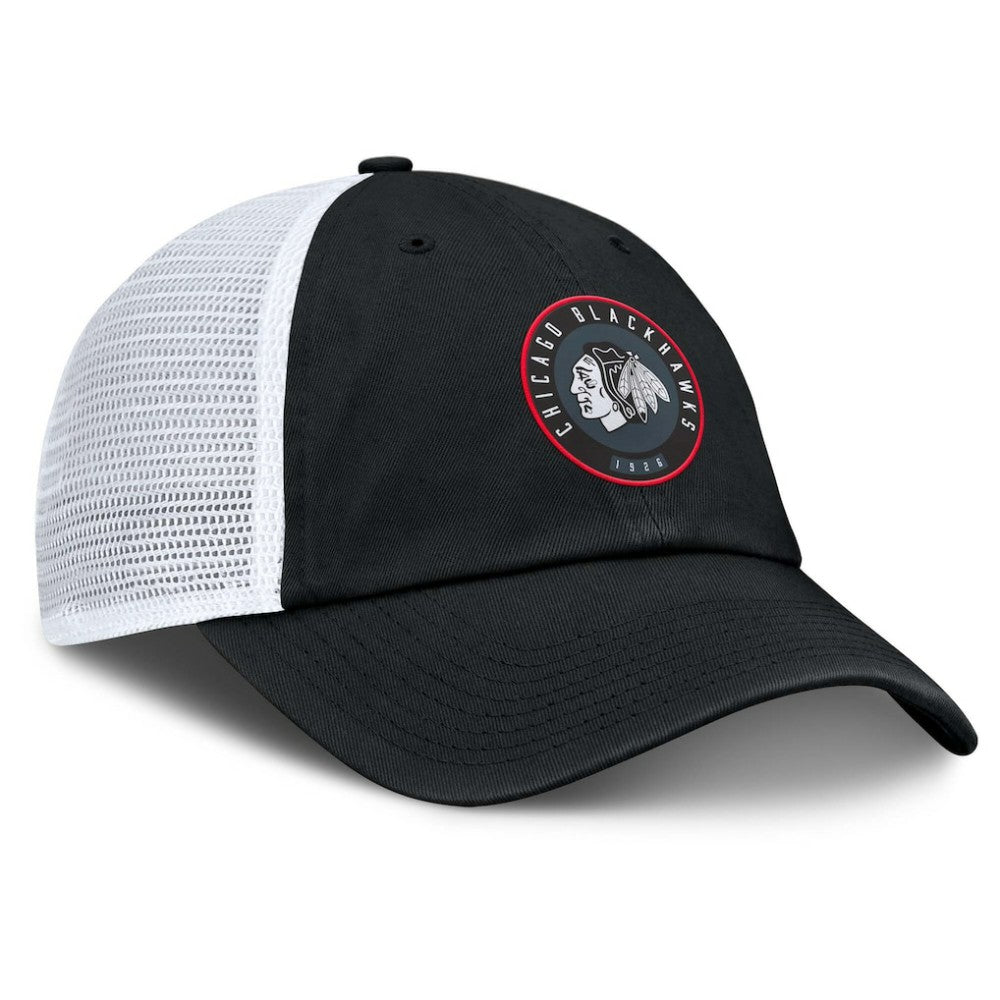 Chicago Blackhawks Fanatics Averie Trucker Adjustable Hat - Black/White - NHL
