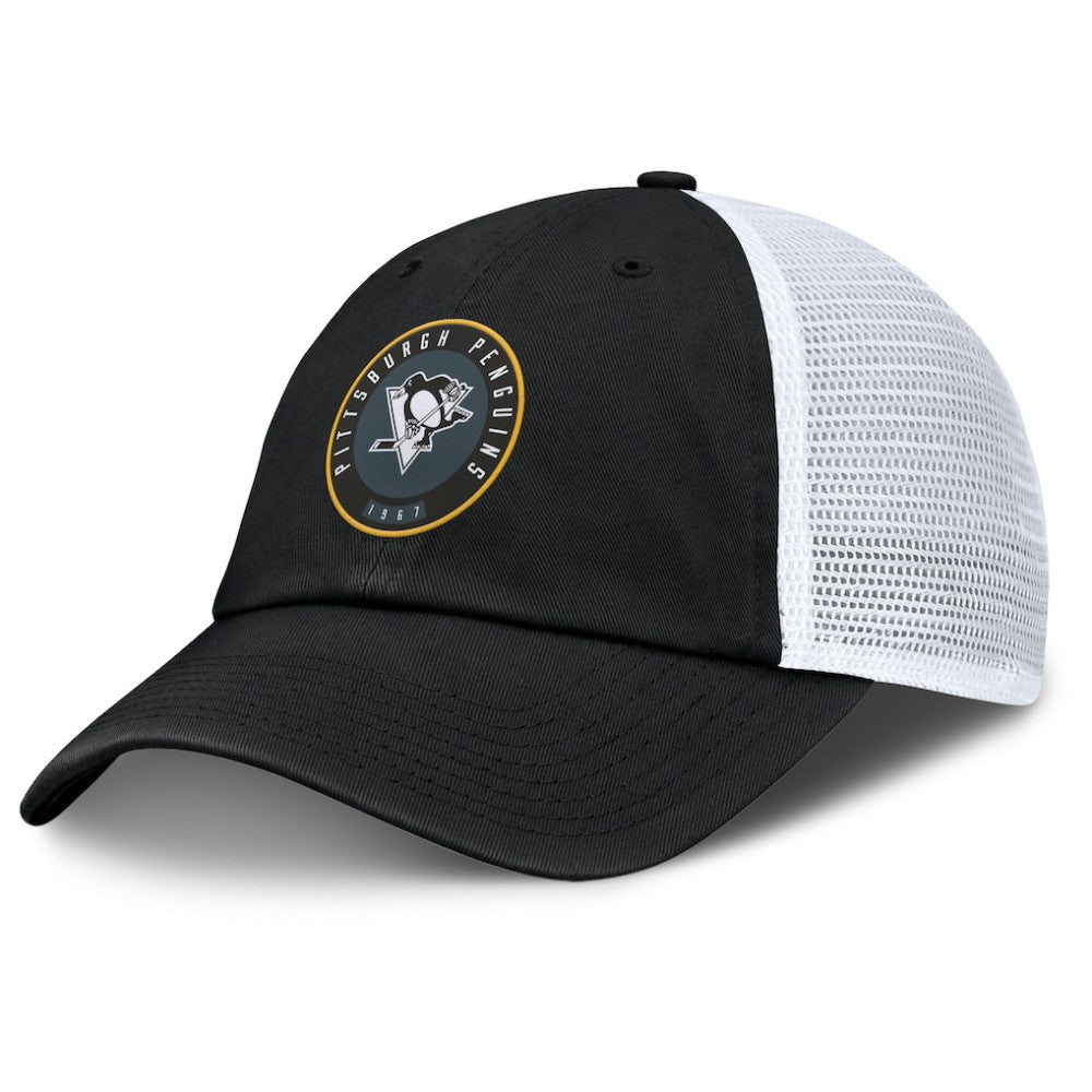 Pittsburgh Penguins Fanatics Averie Trucker Adjustable Hat - Black/White - NHL