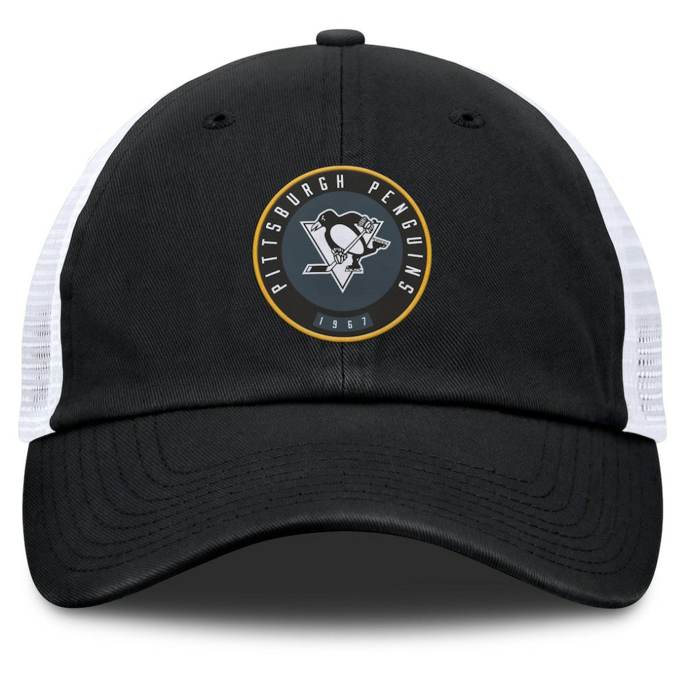 Pittsburgh Penguins Fanatics Averie Trucker Adjustable Hat - Black/White - NHL