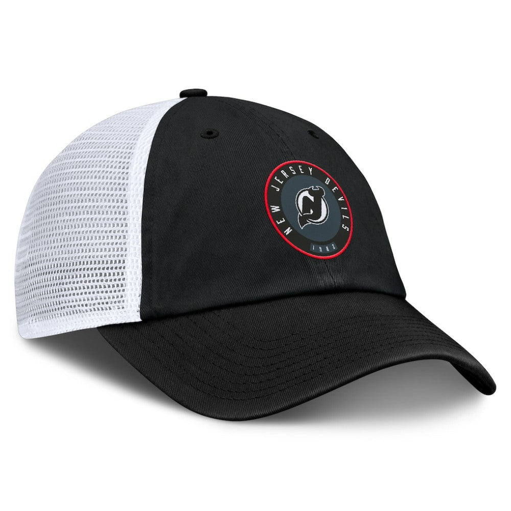 New Jersey Devils Fanatics Averie Trucker Adjustable Hat - Black/White - NHL