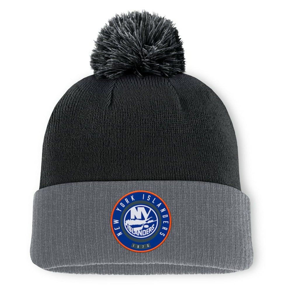 New York Islanders Fanatics Aspyn Cuffed Knit Hat with Pom - Black - NHL
