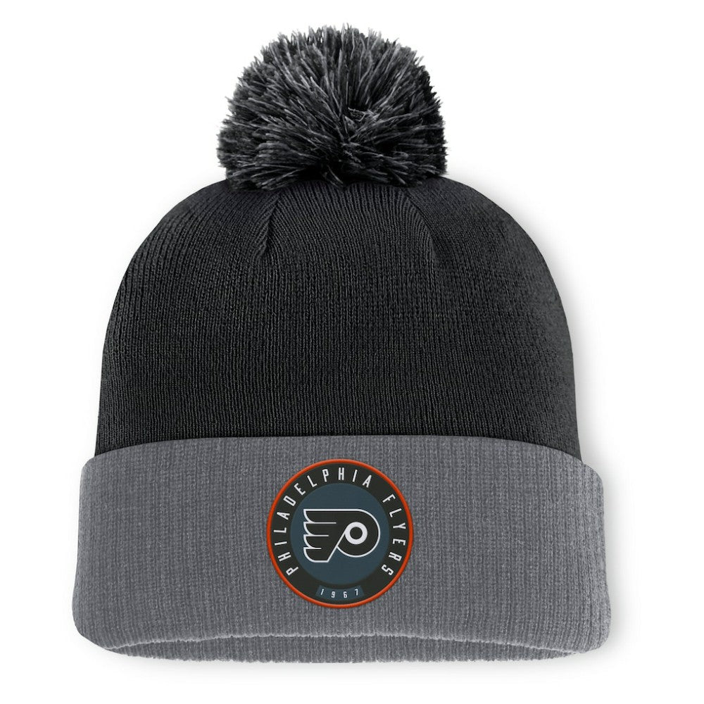 Philadelphia Flyers Fanatics Aspyn Cuffed Knit Hat with Pom - Black - NHL
