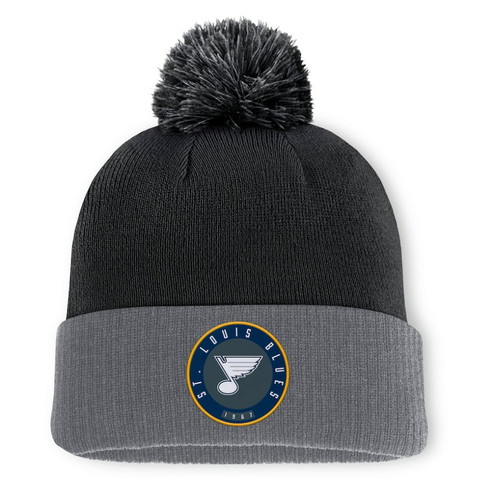 St. Louis Blues Fanatics Aspyn Cuffed Knit Hat with Pom - Black - NHL