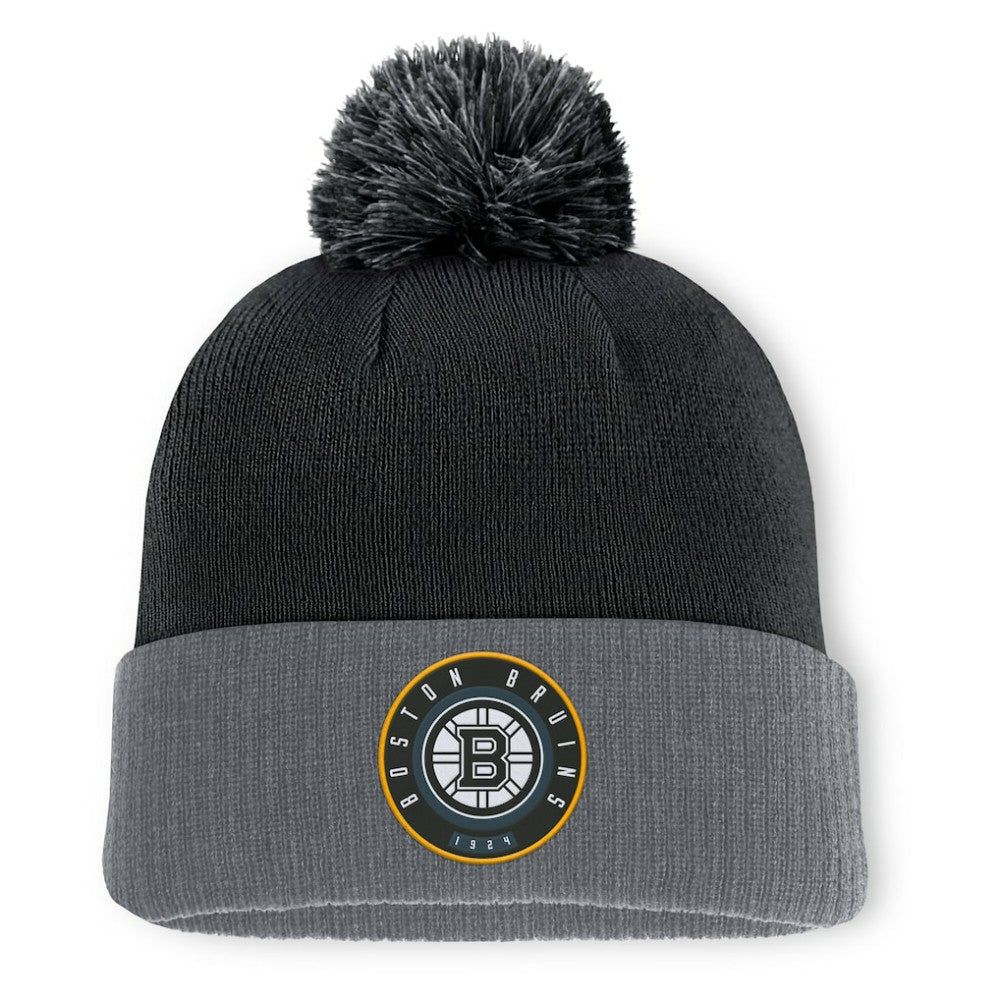 Boston Bruins Fanatics Aspyn Cuffed Knit Hat with Pom - Black - NHL