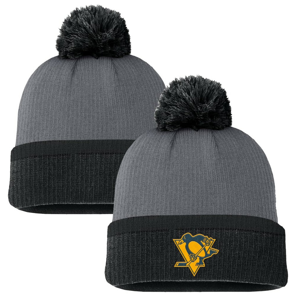 Pittsburgh Penguins Fanatics Women's Cuffed Knit Hat with Pom - Charcoal - NHL