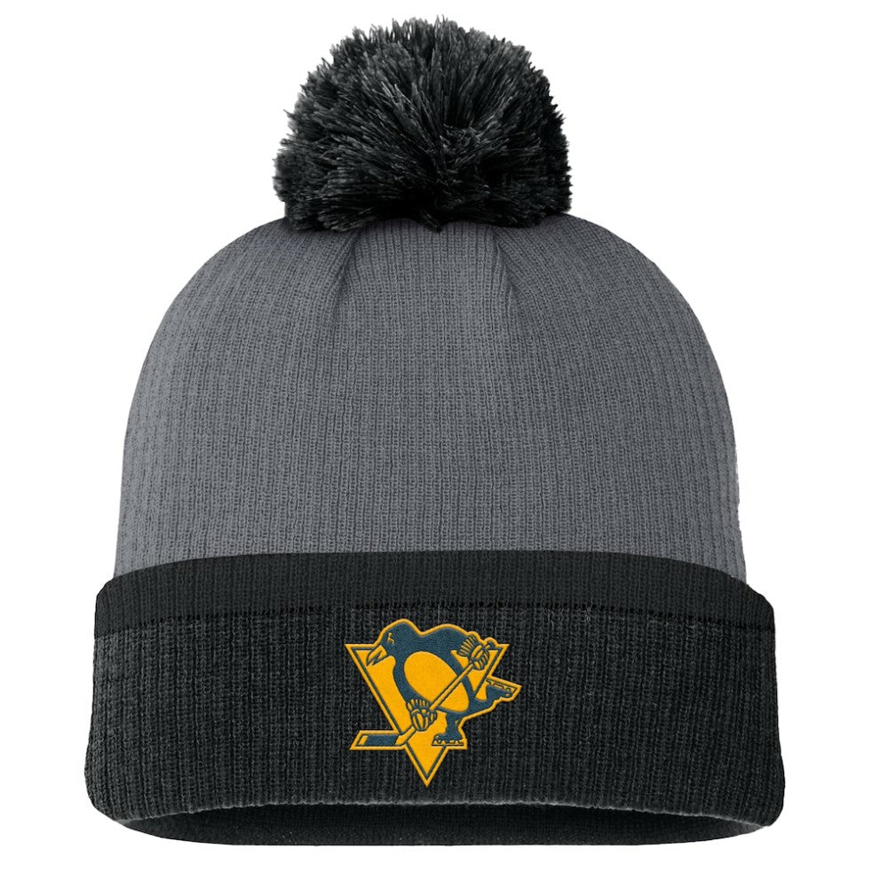 Pittsburgh Penguins Fanatics Women's Cuffed Knit Hat with Pom - Charcoal - NHL