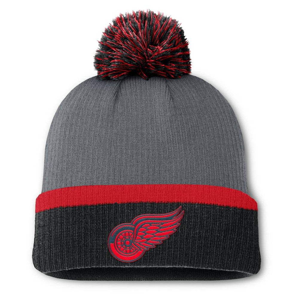 Detroit Red Wings Fanatics Women's Cuffed Knit Hat with Pom - Charcoal - NHL