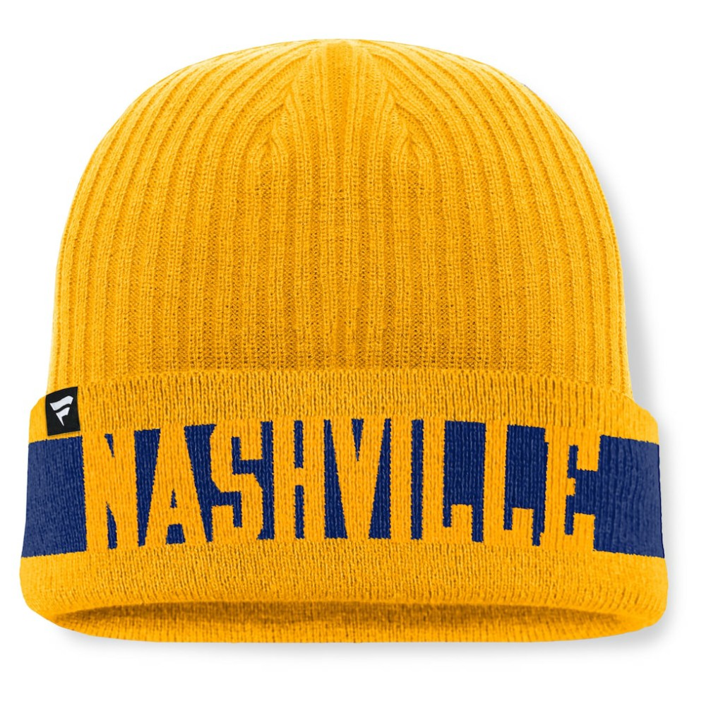 Nashville Predators Fanatics Blueliner Cuffed Knit Hat - Gold - NHL