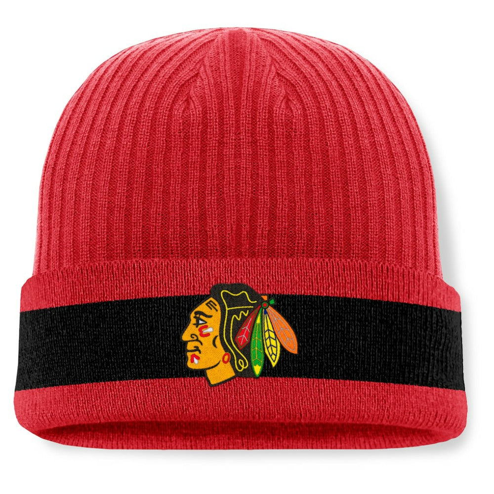 Chicago Blackhawks Fanatics Blueliner Cuffed Knit Hat - Red - NHL