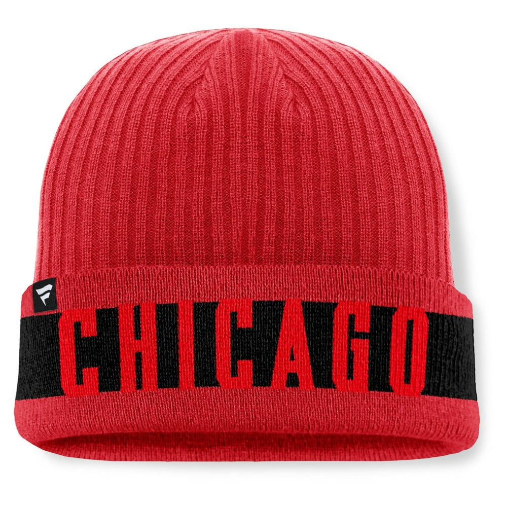Chicago Blackhawks Fanatics Blueliner Cuffed Knit Hat - Red - NHL