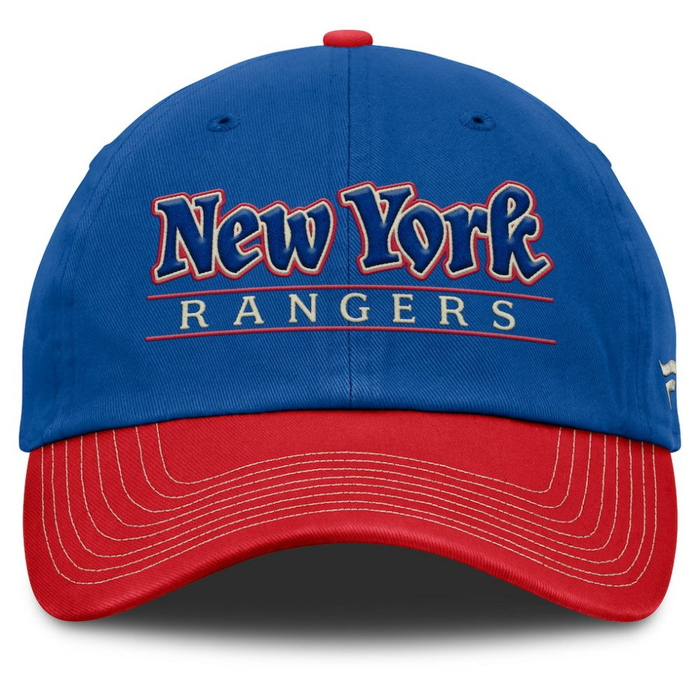 New York Rangers Fanatics Heritage Home Ice Two-Tone Adjustable Hat - Blue/Red - NHL