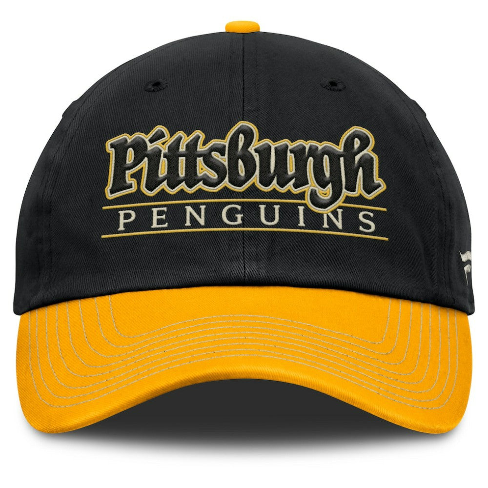 Pittsburgh Penguins Fanatics Heritage Home Ice Two-Tone Adjustable Hat - Black/Gold - NHL