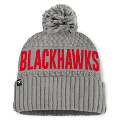 Chicago Blackhawks Fanatics Women's Heritage Tilly Cuffed Knit Hat with Pom - Gray - NHL