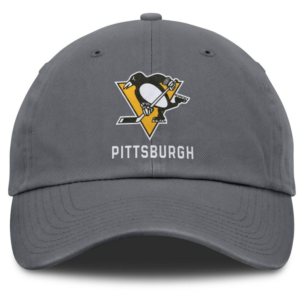 Pittsburgh Penguins Fanatics Washed Adjustable Hat - Charcoal - NHL