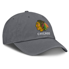 Chicago Blackhawks Fanatics Washed Adjustable Hat - Charcoal - NHL