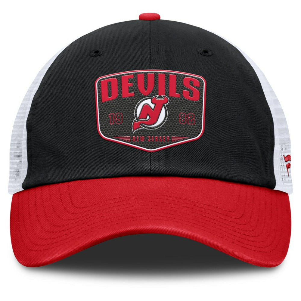 New Jersey Devils Fanatics Fundamental One-Time Trucker Adjustable Hat - Black - NHL