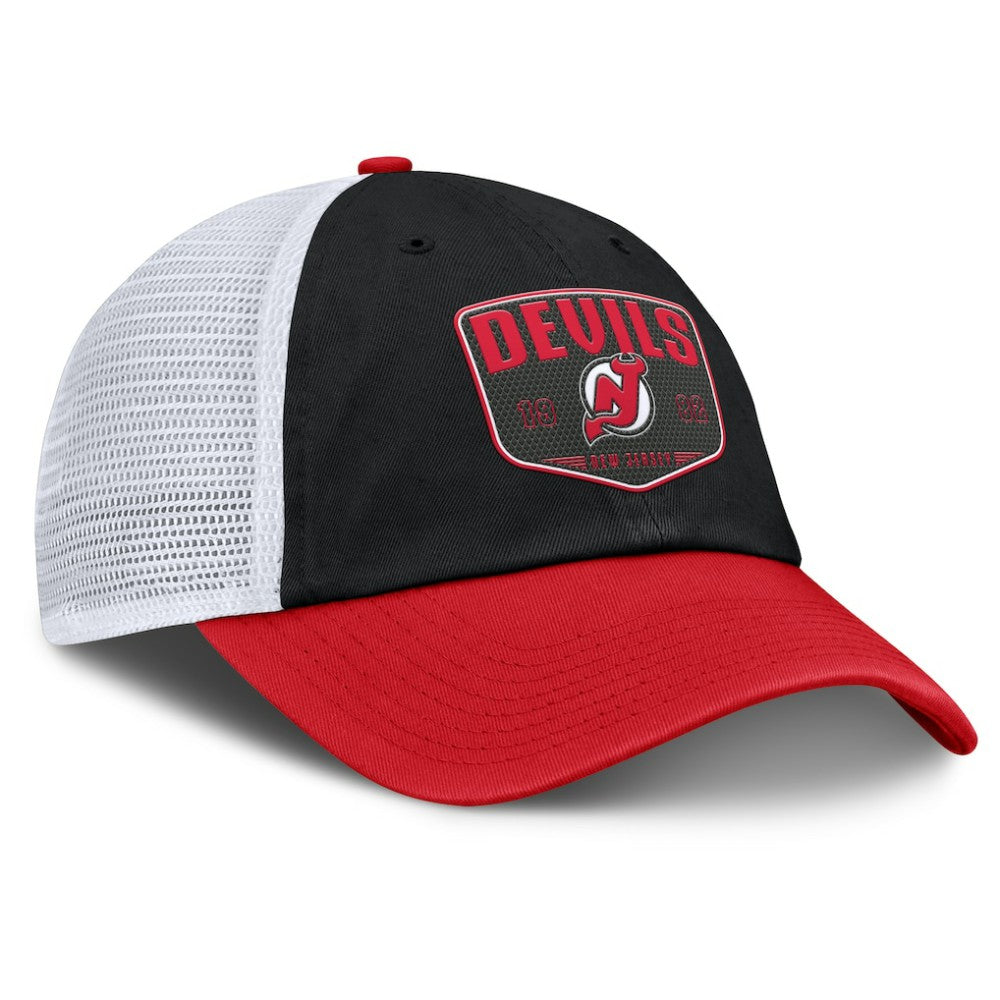 New Jersey Devils Fanatics Fundamental One-Time Trucker Adjustable Hat - Black - NHL