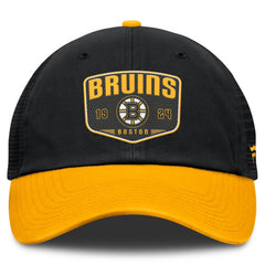 Boston Bruins Fanatics Fundamental One-Time Trucker Adjustable Hat - Black - NHL