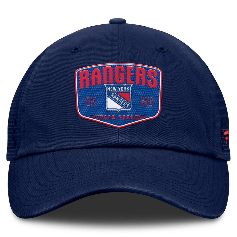 New York Rangers Fanatics Fundamental One-Time Trucker Adjustable Hat - Blue - NHL