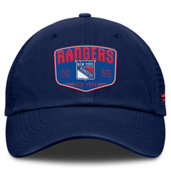 New York Rangers Fanatics Fundamental One-Time Trucker Adjustable Hat - Blue - NHL